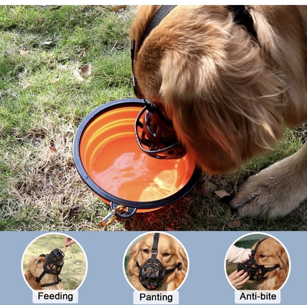 Dog Muzzle XL Breathable Basket Muzzle Black