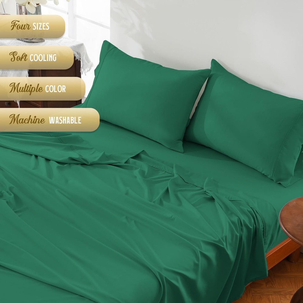 King Sheet Set,4 Pieces Hotel Luxury Breathable Soft Microfiber Bedsheets, An...