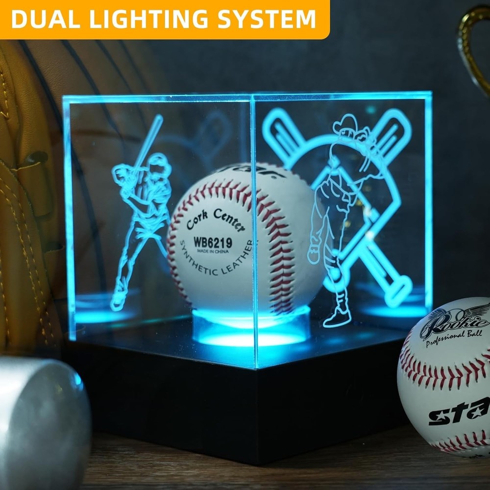 Baseball Display Case with LED Light Baseball Holder Display Case with Engraving