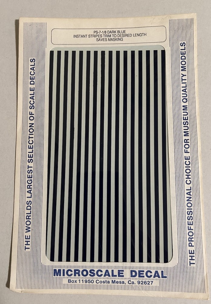 MICROSCALE ALL SCALES DECAL - DARK BLUE PARALLEL STRIPES - 1/8” - #PS-7