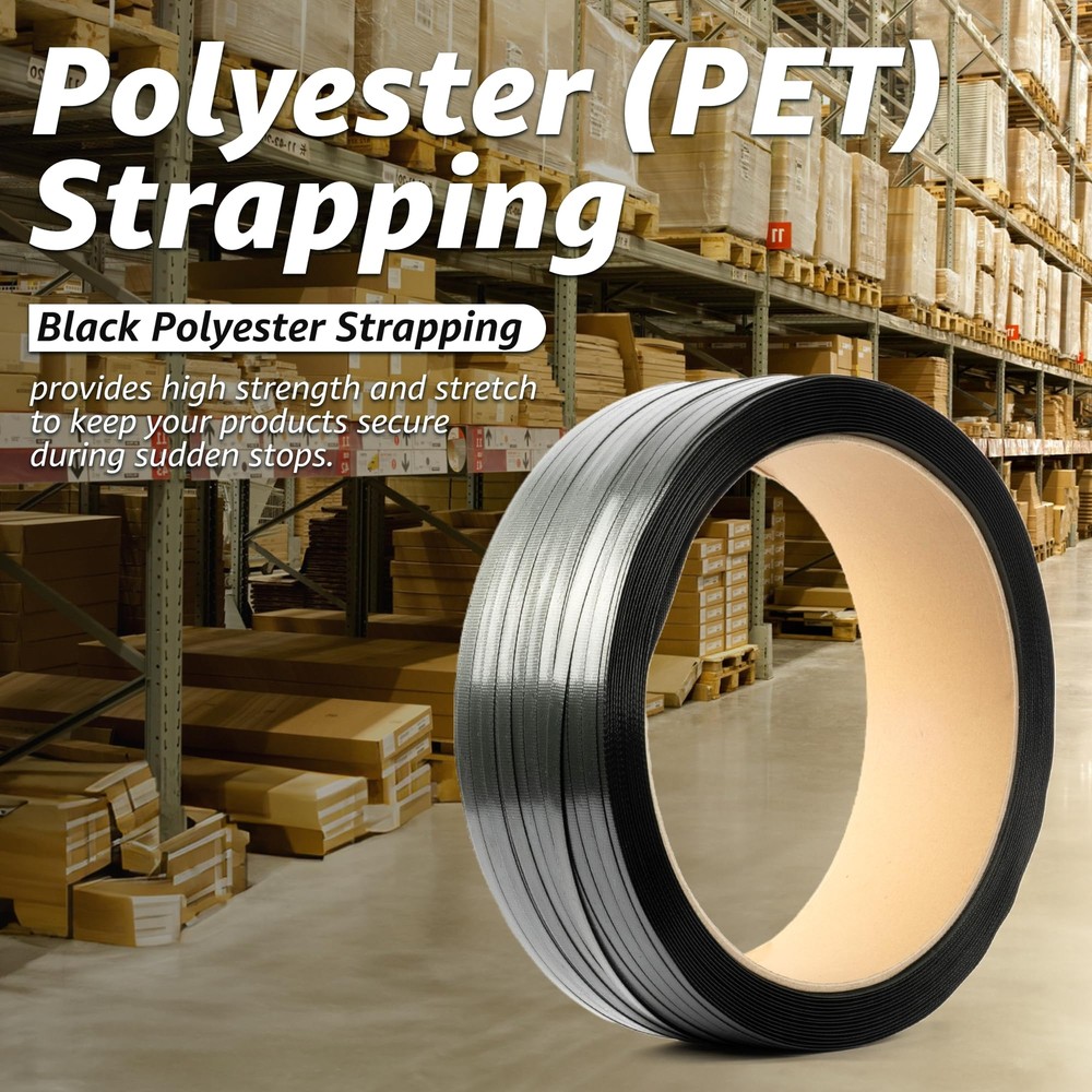 U.S. Solid 1/2" x 0.02" x 2952ft. Length Polyester PET Strapping