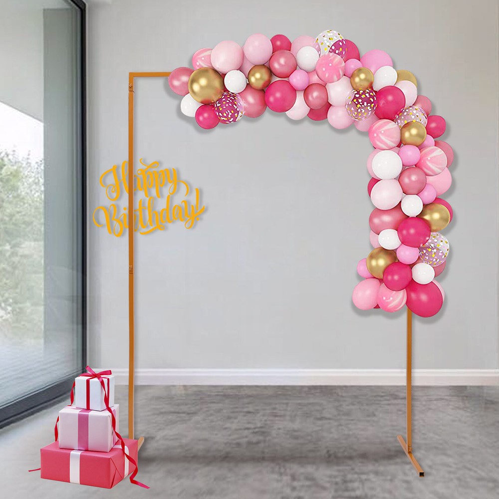 Wedding Arch Rack Rectangular Flower Decor Frame Stand Gold Metal Party Backdrop
