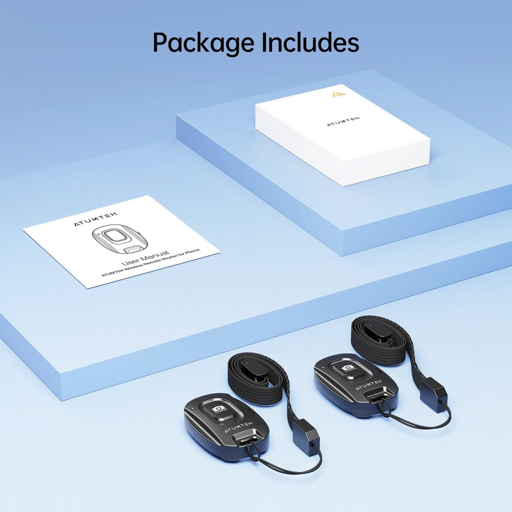 ATUMTEK Camera Remote Shutter for iPhone and Android Smartphones 2 Pack Wirel...