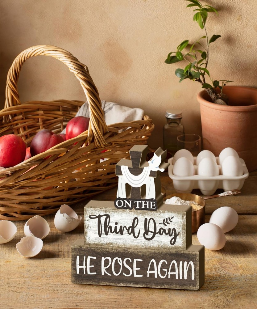 Putuo Decor Easter Table Decoration, On The Third White Cloth Resurrection