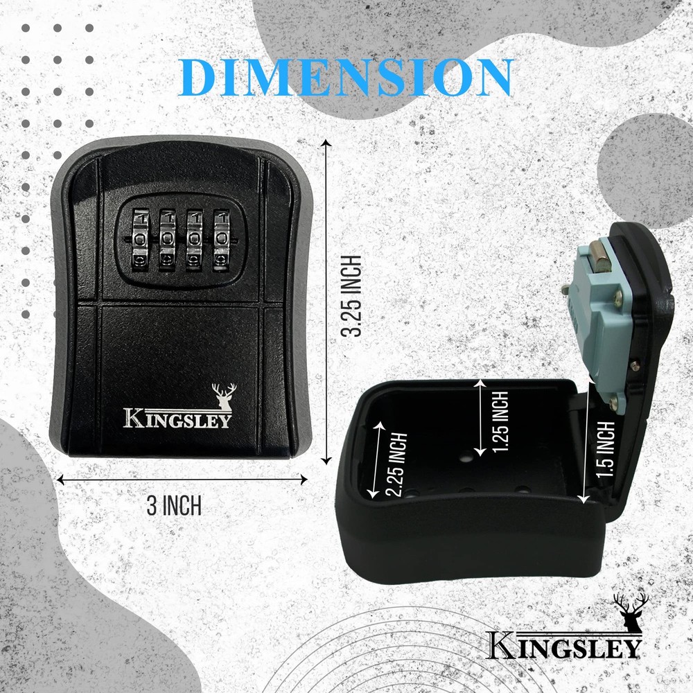 Kingsley QCH-807 Key Storage Box, Wall Mounted, Resettable Code, Water Black