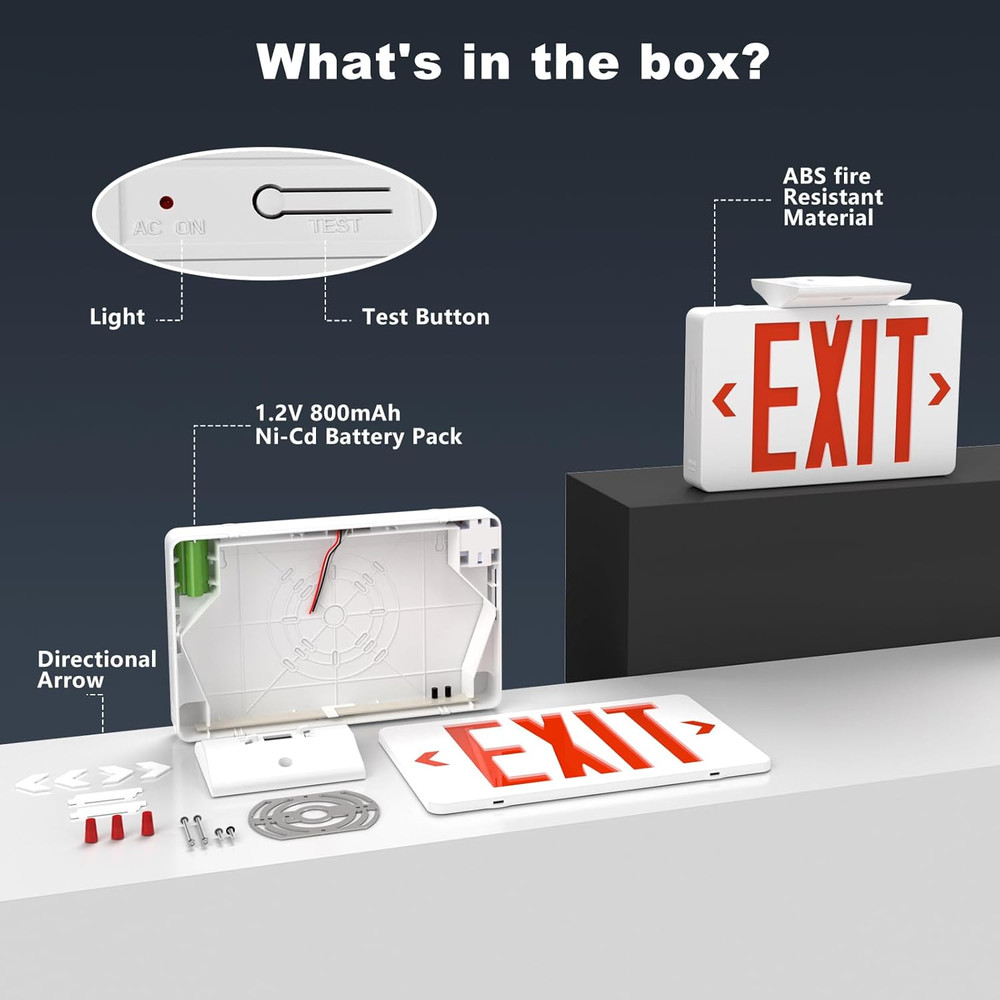 Exit Signs with Emergency Lights,Double Face Exit,Ac 120-277V, Hardwired Exit Si