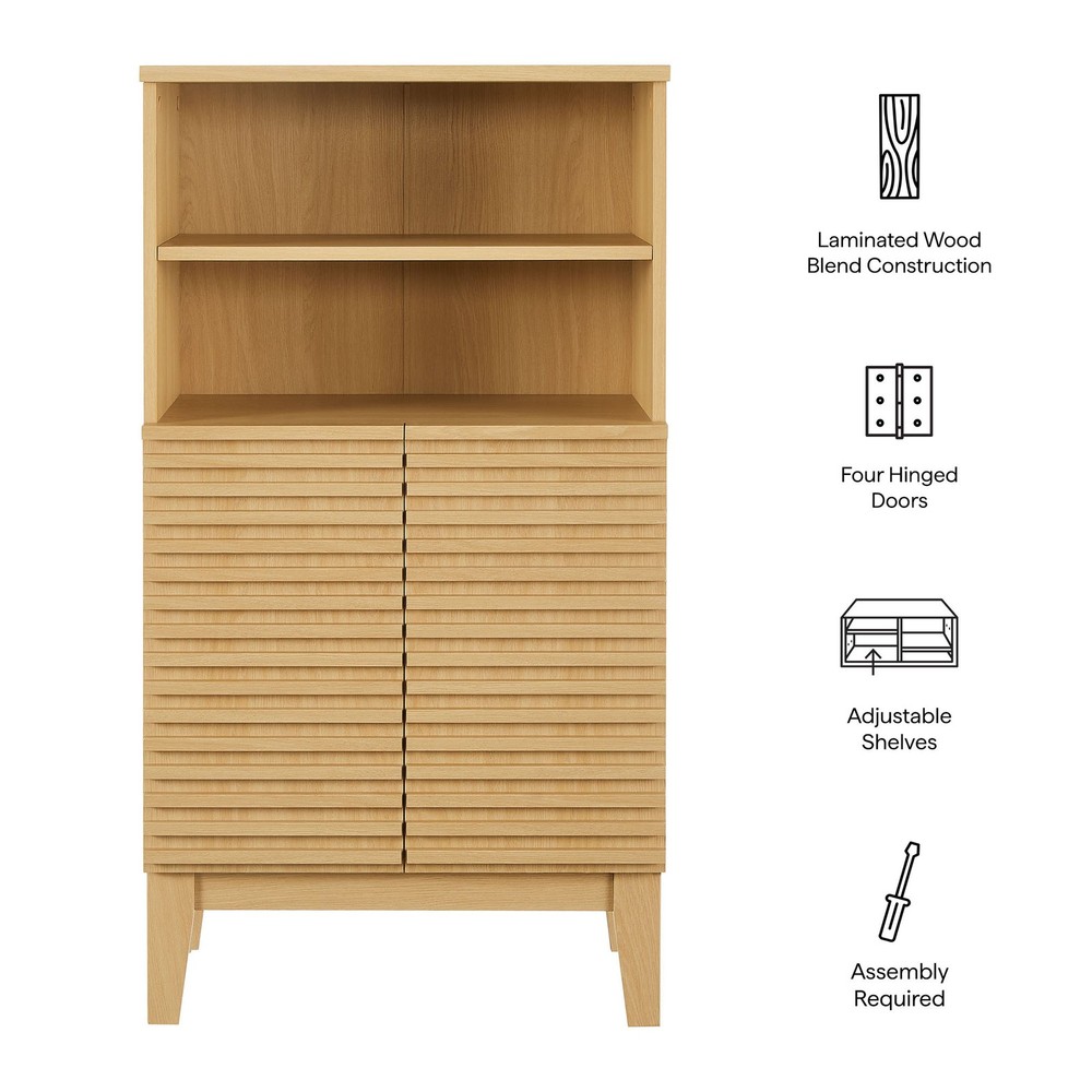 Render Freestanding Bathroom Storage Cabinet in Oak