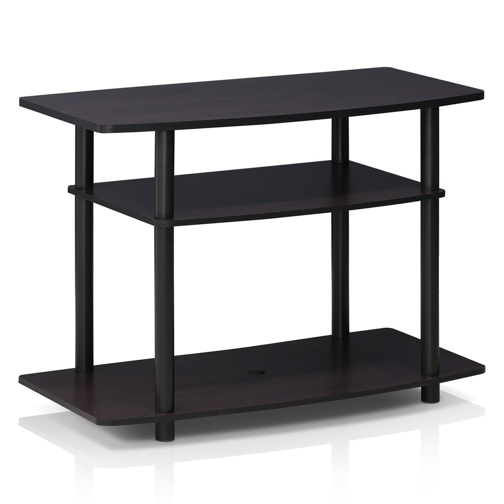 Modern Home Decor No Tools 3-Tier TV Stand Dark Walnut W/ Durable & Space-Saving