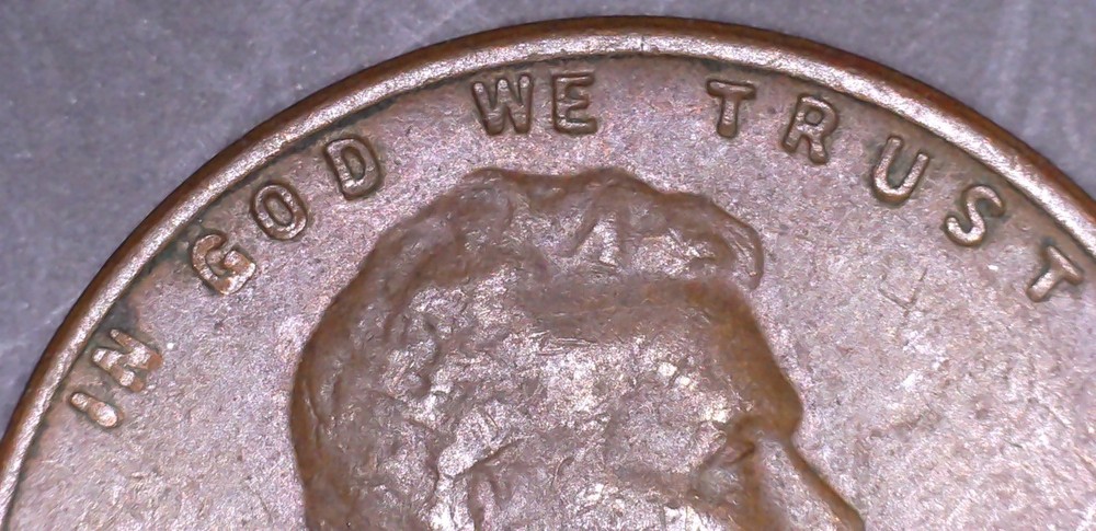 1958-D Lincoln Wheat Cent Terminal Die State Die Chips Mint Error Study Coin