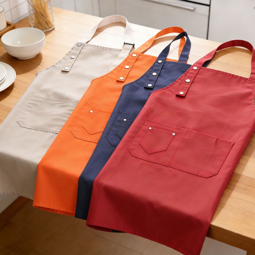 Kitchen Cooking Aprons, Adjustable Neck Strap Apron with Pocket, Khaki
