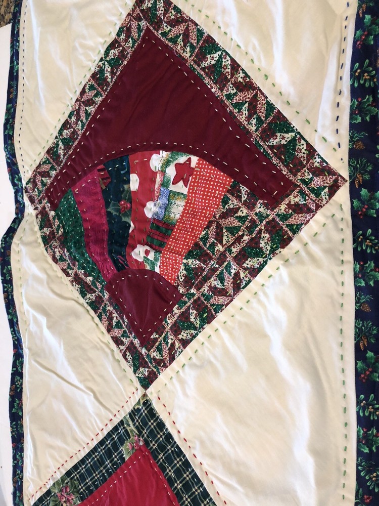 Handmade Christmas Table Runner 60” Reversible Hand slip stitch Trim Mint