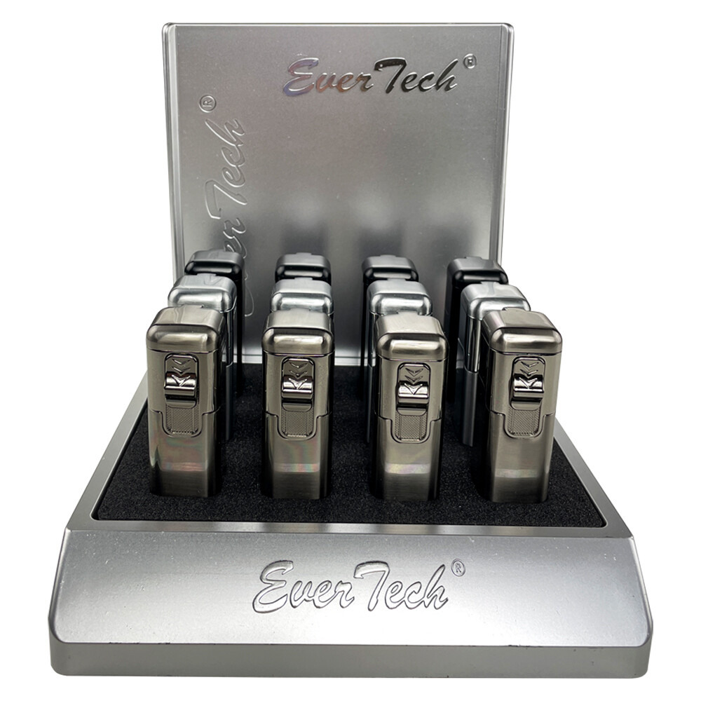 Cuboid Shaped Quad Flame Cigar Torch Lighter Adjustable Refillable Gunmetal