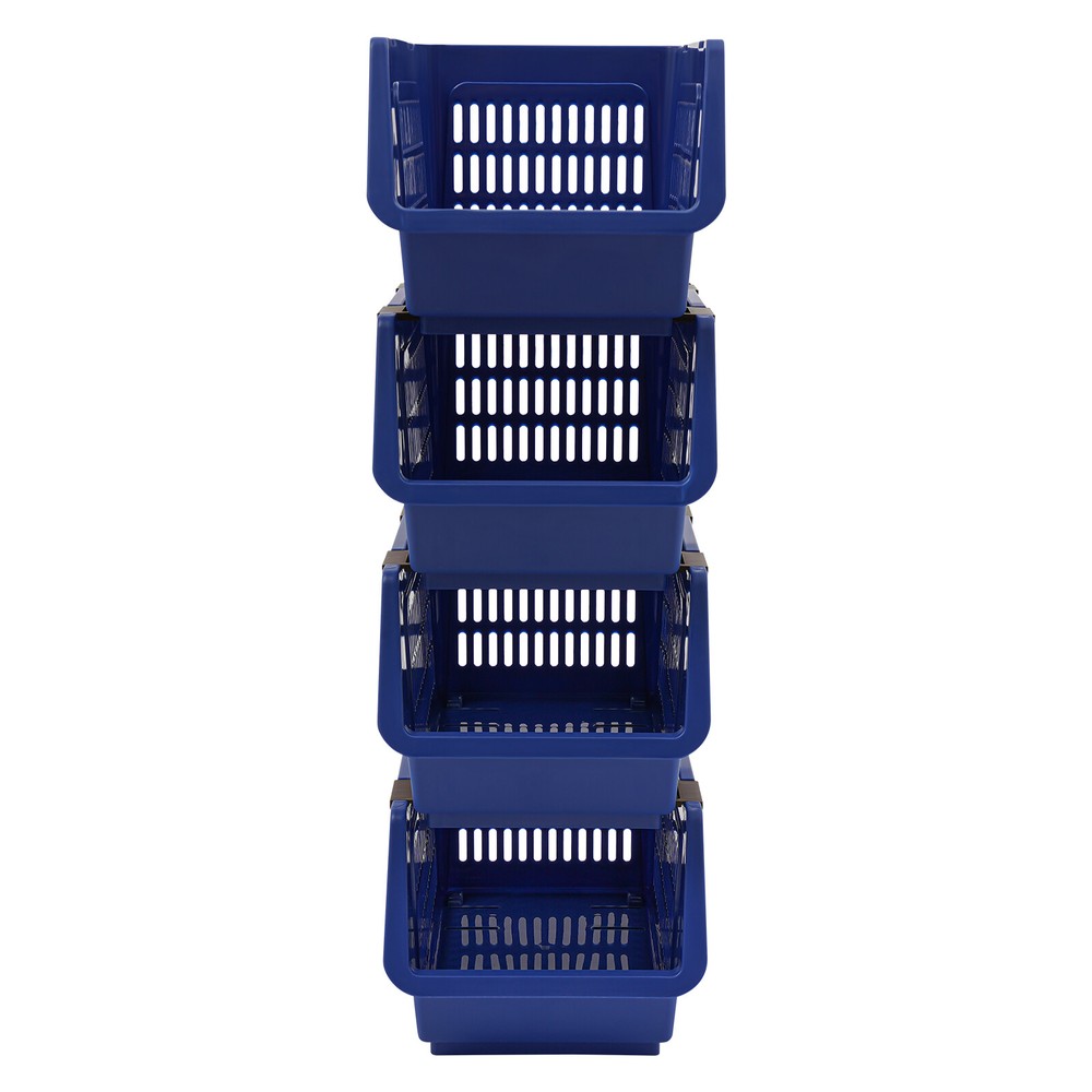 4 PCS Stacking Storage Baskets, PP Plastic Stackable Organizer Bins 76x34x24cm