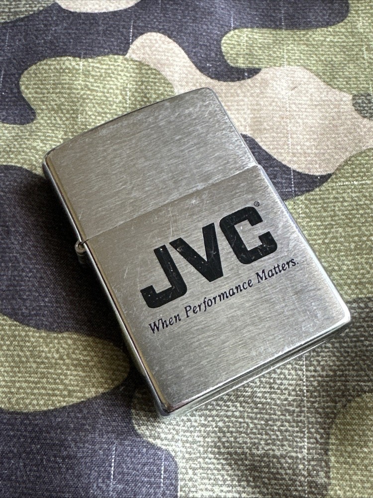 1998 Vintage Zippo Lighter - JVC - Where Performance Matters - Brushed Chrome