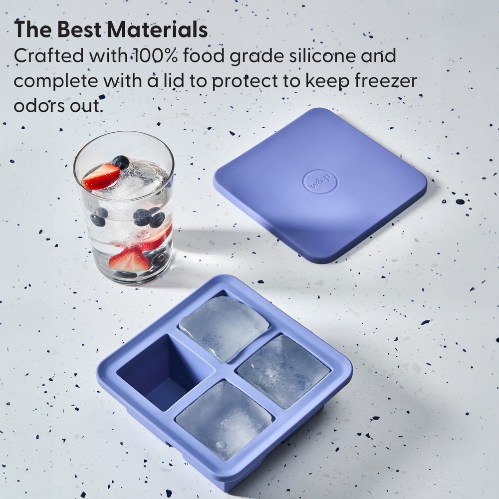W&P Peak Silicone Extra Large Cube Ice Tray w/ Protective One Size, Charcoal