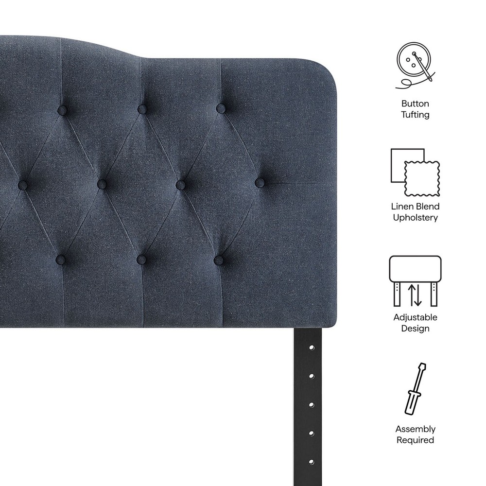 Annabel Premium Linen Blend King Headboard in Denim