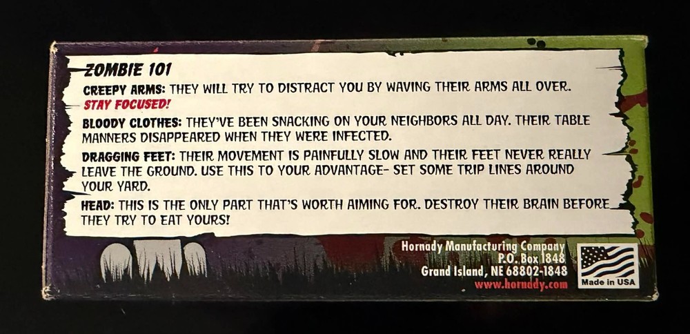 Hornady Zombie Max Z-Shot EMPTY Ammo Box