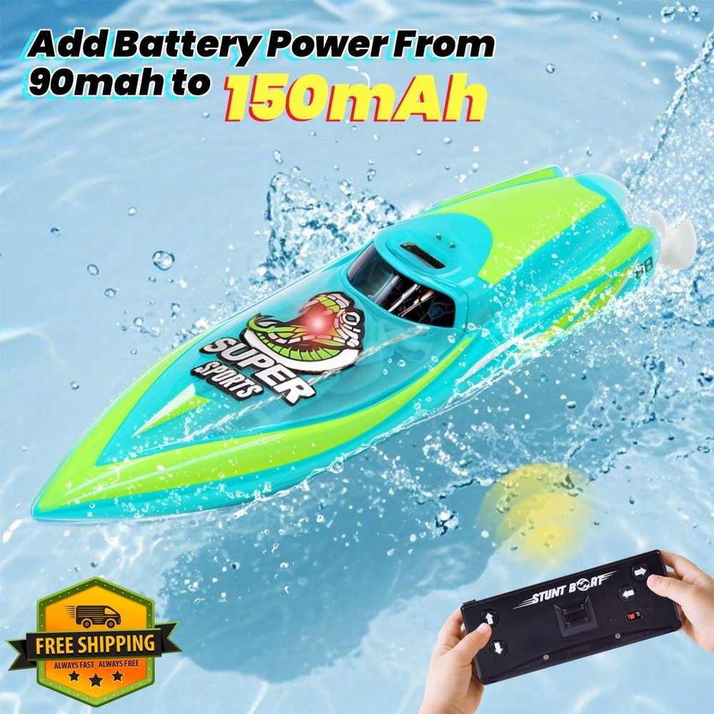 LAFALA RC Boat Green Mini Remote Control LED 2.4Ghz Pool