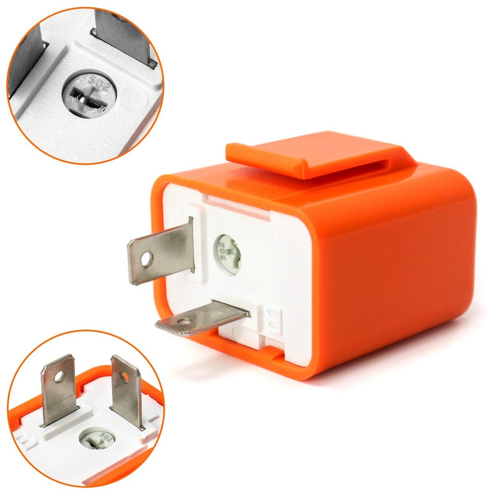 2Pcs 2-Pin LED Turn Signal Flasher Relay Fix Motorcycle Hyper Flash Adjustable