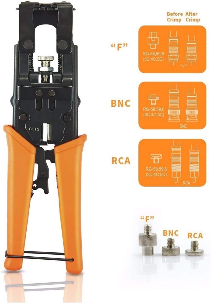 Compression Tool for RG59 RG6 Cable Adjustable Crimping Tool F RCA BNC Coax