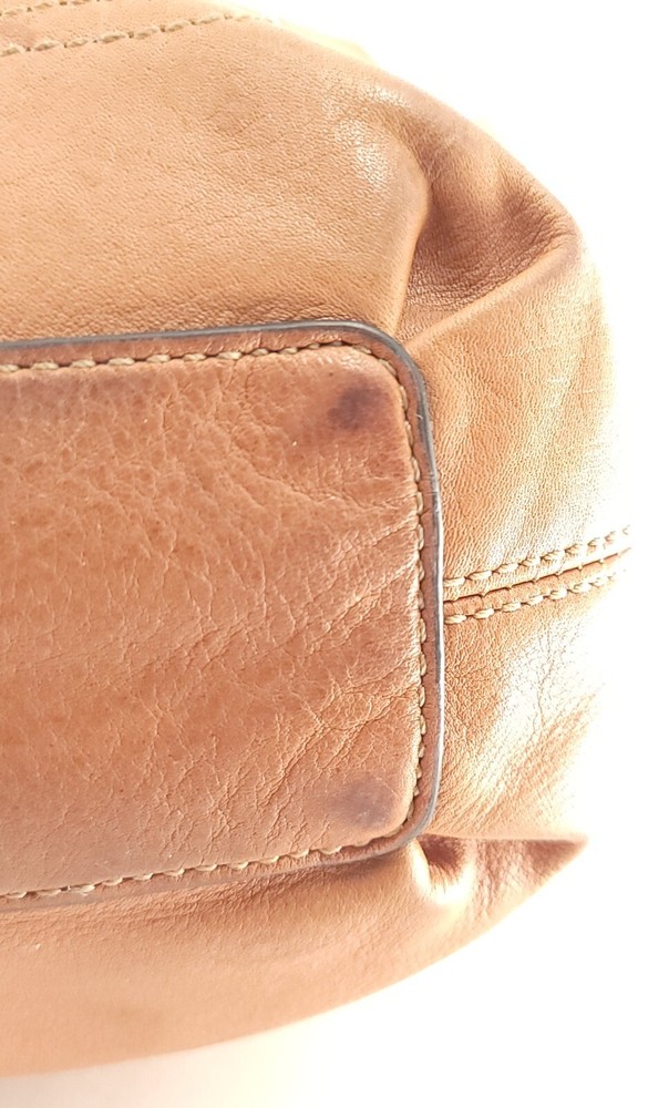 Fossil Shoulder Handbag Tan Leather Distressed Floppy