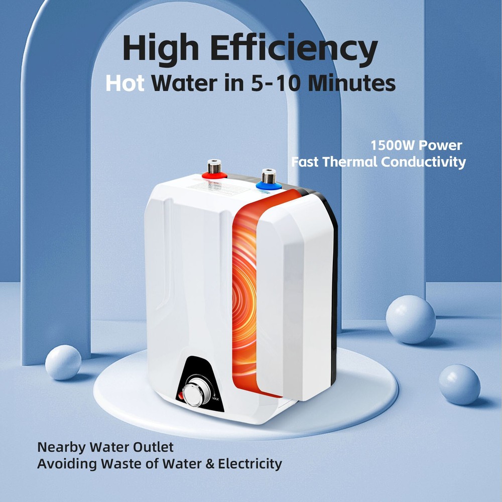 Electric Tankless Water Heater 1.5KW Mini Tank Point-Of-Use Instant Hot for RVs