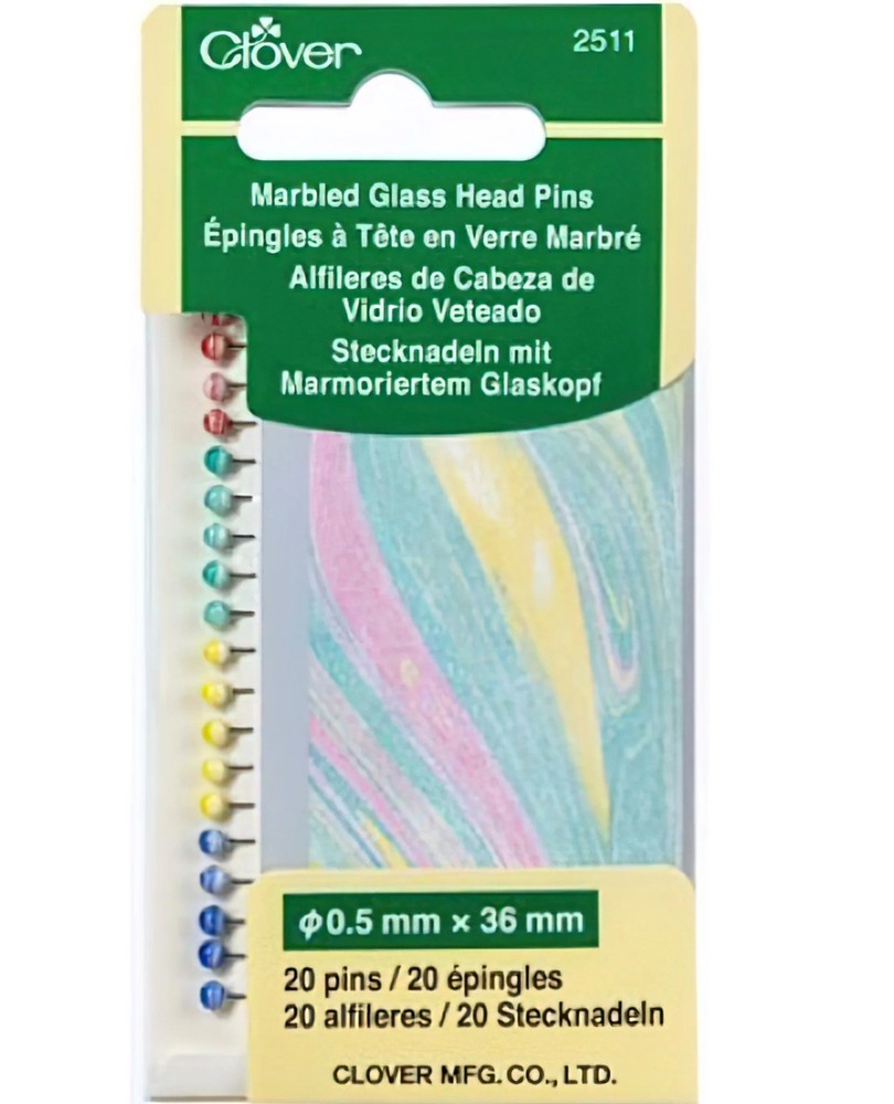 Clover Marbled Glass Head Pins