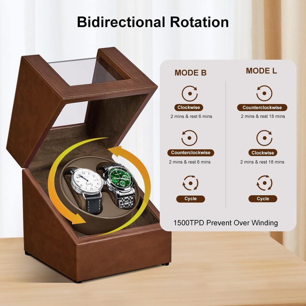 Watch Winder for Automatic Watches,Automatic Box,Double Brown