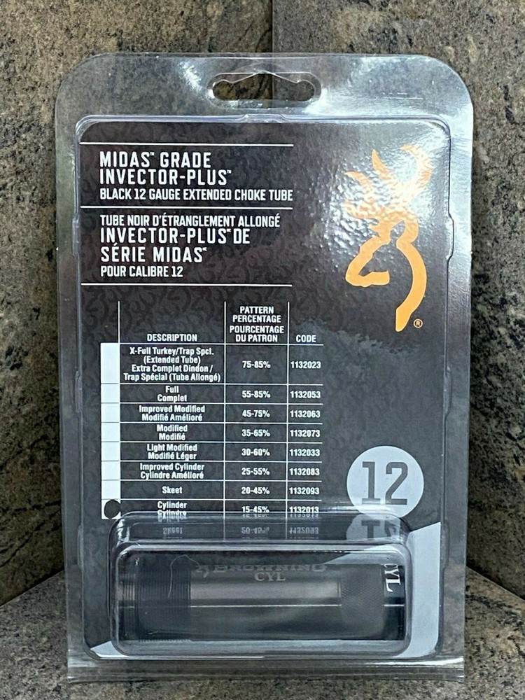 Browning Midas Grade Extended Black Choke Tubes, Invector Plus Cyl 12Ga 1132013
