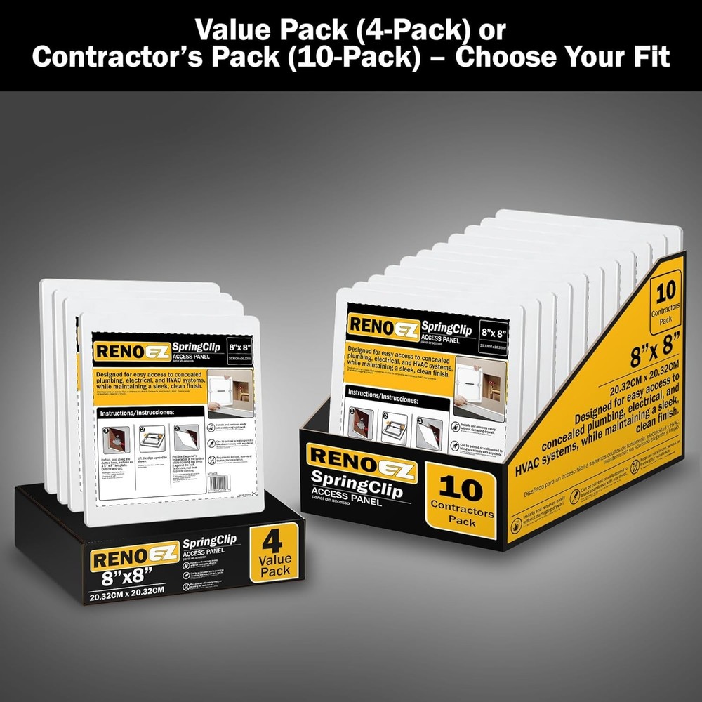 Plastic Access Panel 8x8 inches with Spring Click Technology - No Tools Requi...