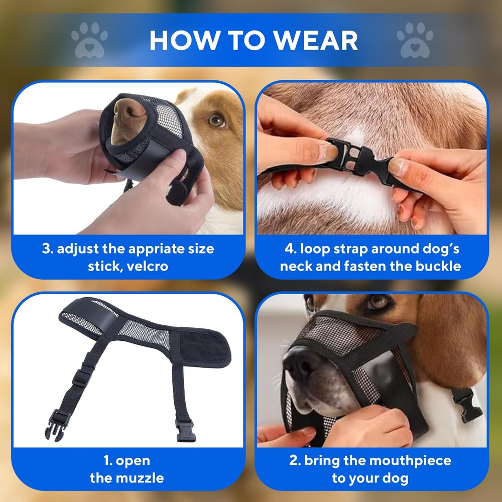 Extra Large Dog Muzzle - Air Mesh XL Dog Muzzle to Stop Biting, Barking and C...