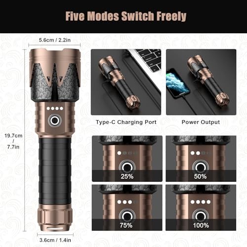 LED Flashlights High Lumens with Rechargeable Flashlight-1pcs Upgraded