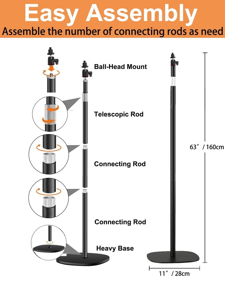 Mic Stand Floor Microphone Stand with Heavy Weighted Base, Adjustable Height ...
