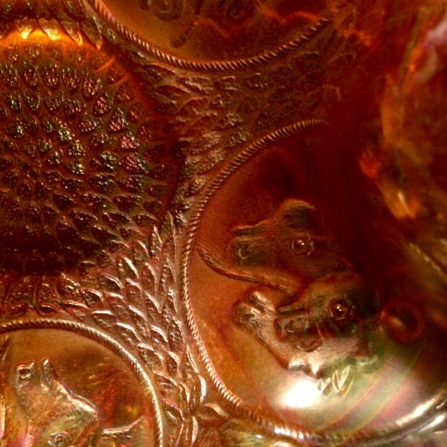 Carnival Amber glass dish