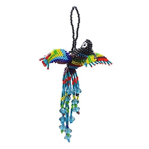 Beaded Fluttering Hanging Hummingbird Décor (Black Blue)