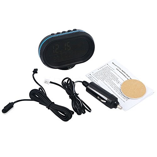 Car Thermometer LCD Digital Clock - 12-24V Multifunctional Temperature
