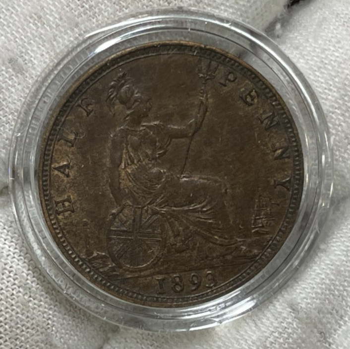 1893 Great Britain Half Penny Coin Great Condition