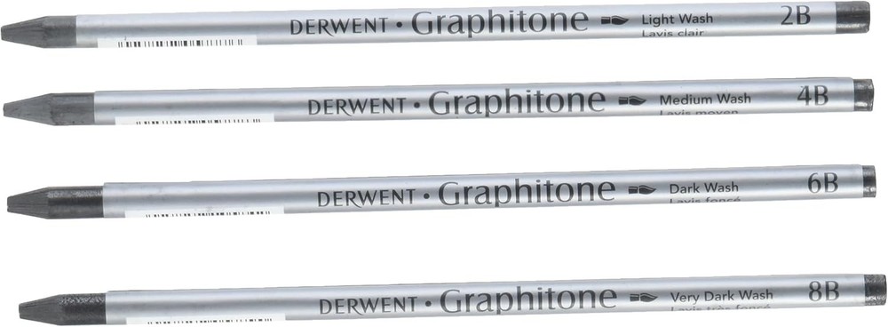 NEW Derwent Water Soluble Graphitone Graphite Pencil Assorted Pack 4