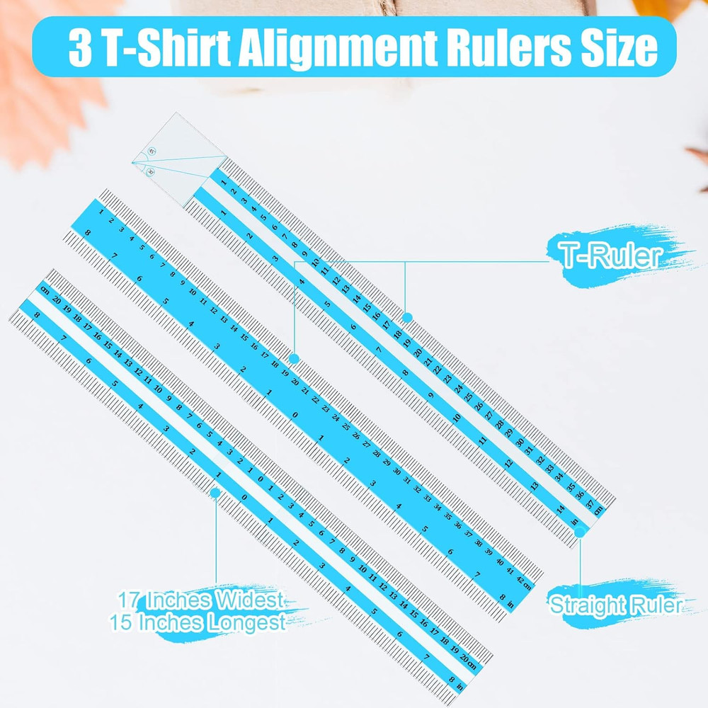 3 Pcs T Shirt Ruler Guide for Vinyl Alignment Tshirt Ruler Alignment Tool Placem
