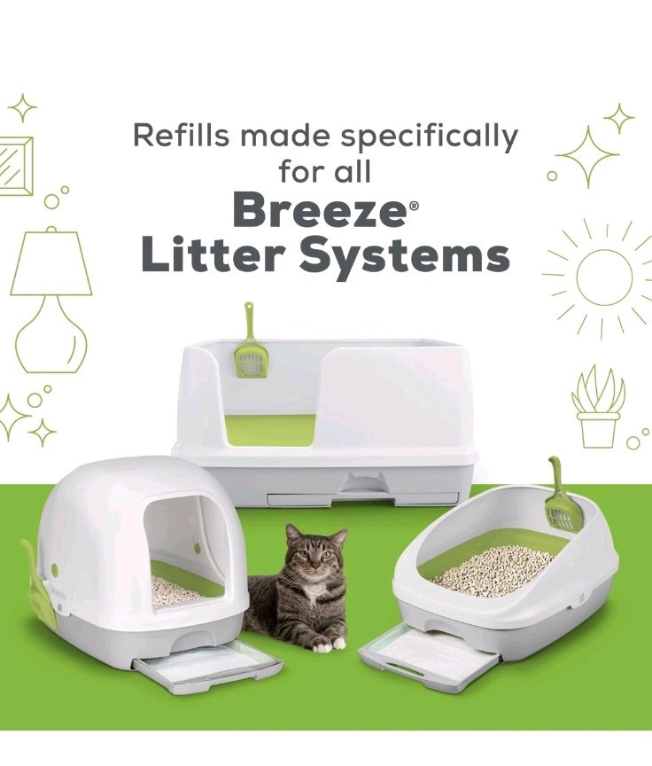 (10 Pack) Breeze Absorbent Cat Litter Pads, 24/7 Odor Control
