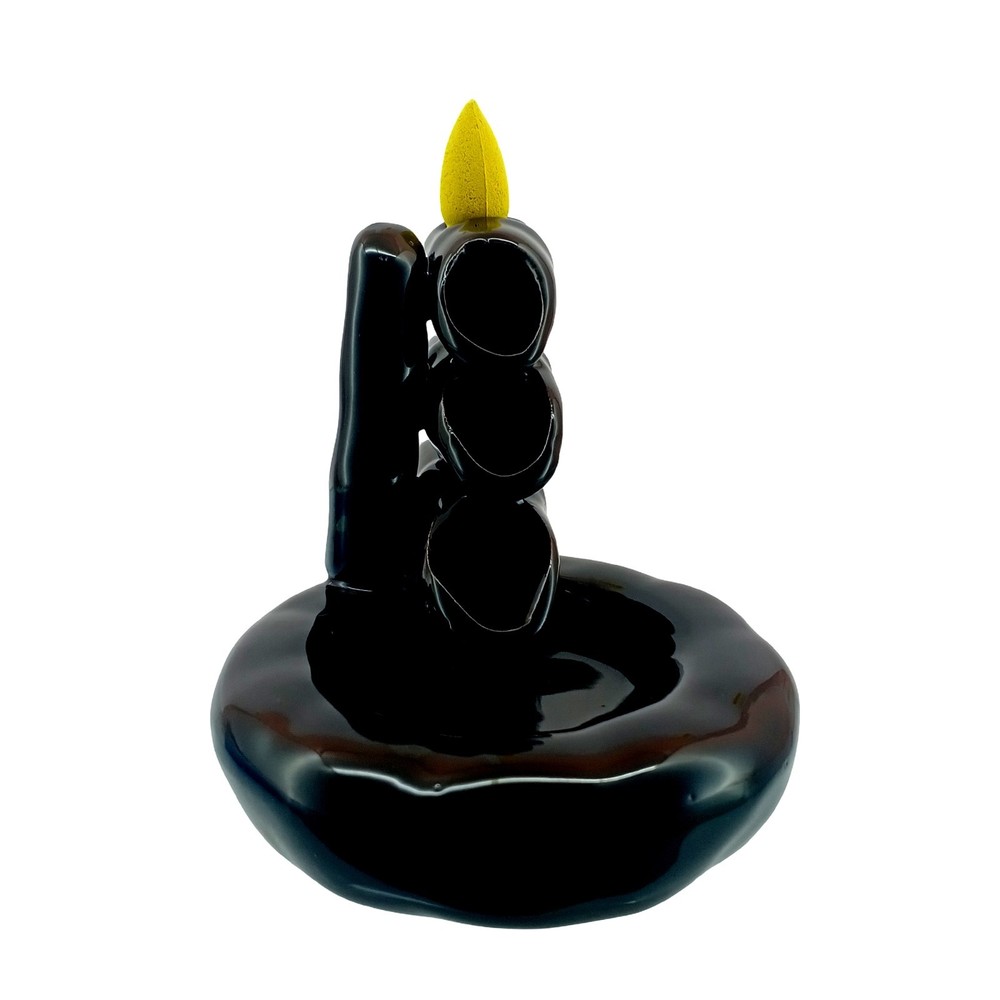 Bamboo Logs Ceramic Backflow Incense Burner 4.25” Decor for Home, Yoga Studio