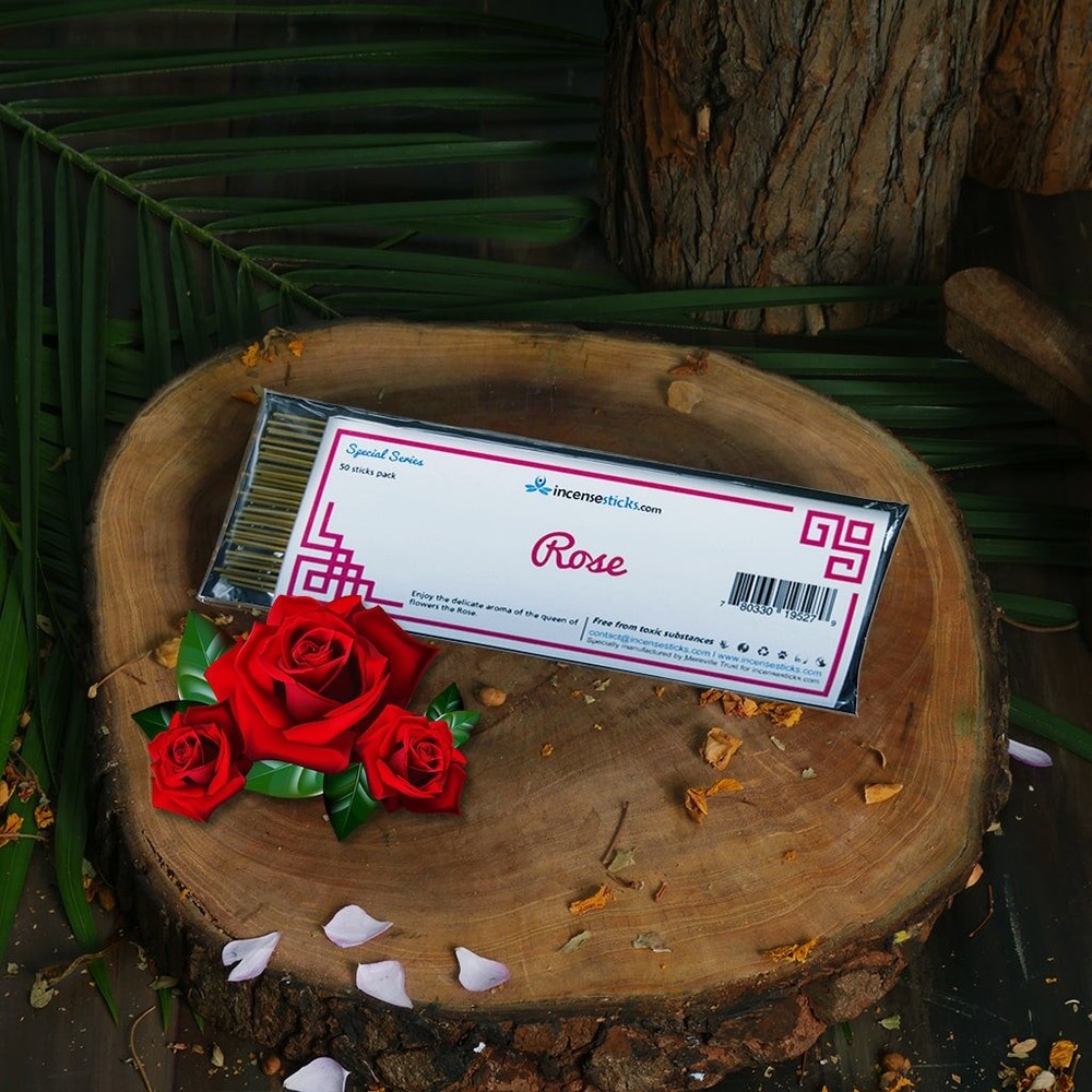 Rose Incense 8" 50 Sticks