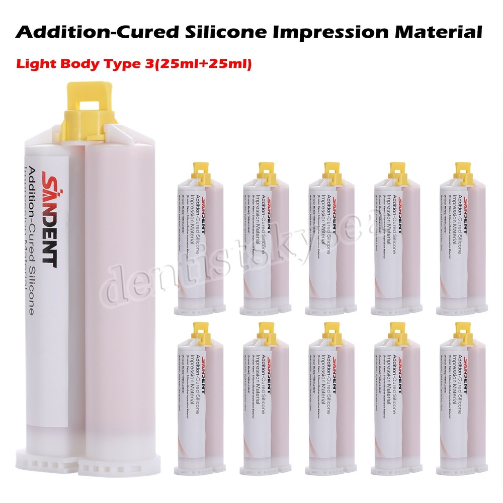 Dental Impression Material VPS Light Body Fast Set Base Cartridge PVS  5*Tips