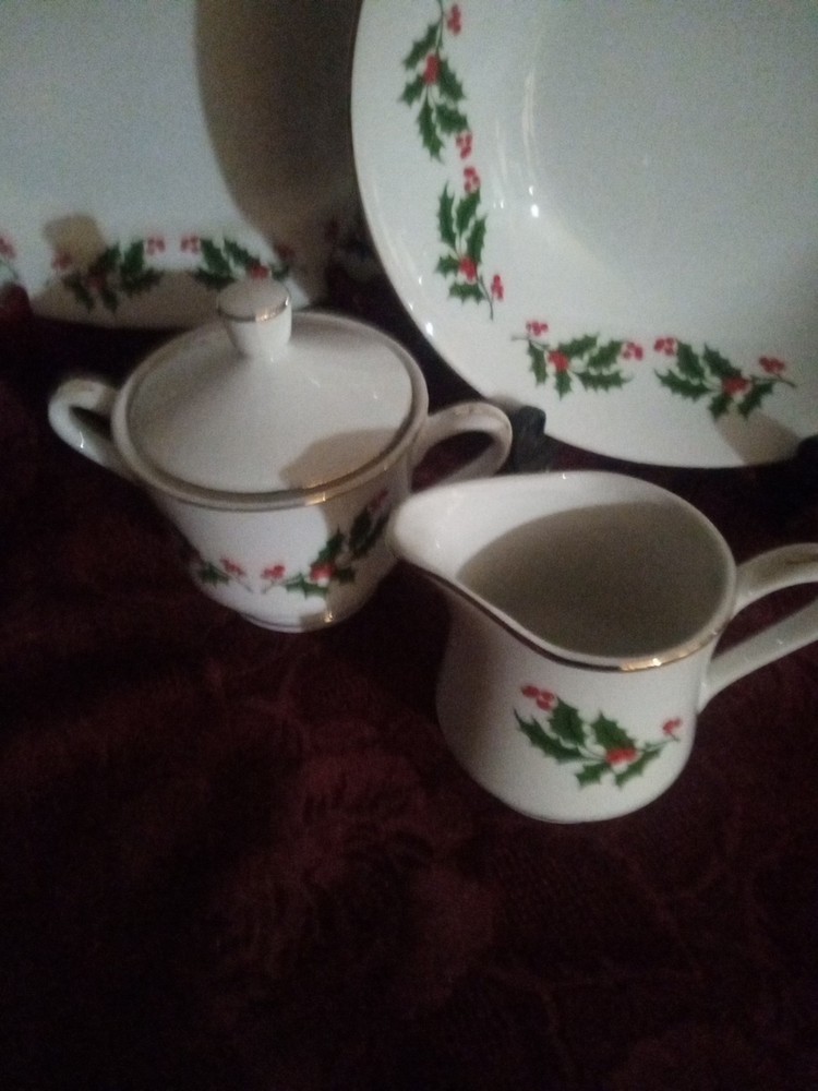 Holly Christmas Serving Dishes Lot