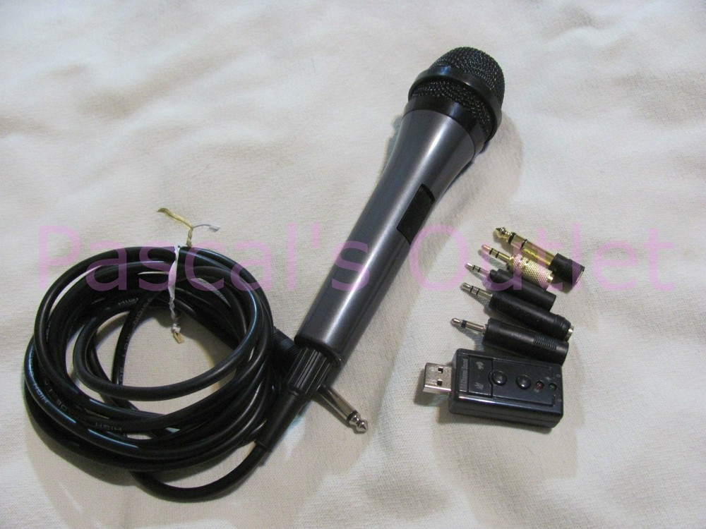 High Grade Low Noise 10-ft Wired Microphone ON-OFF Switch plus assorted Adapters
