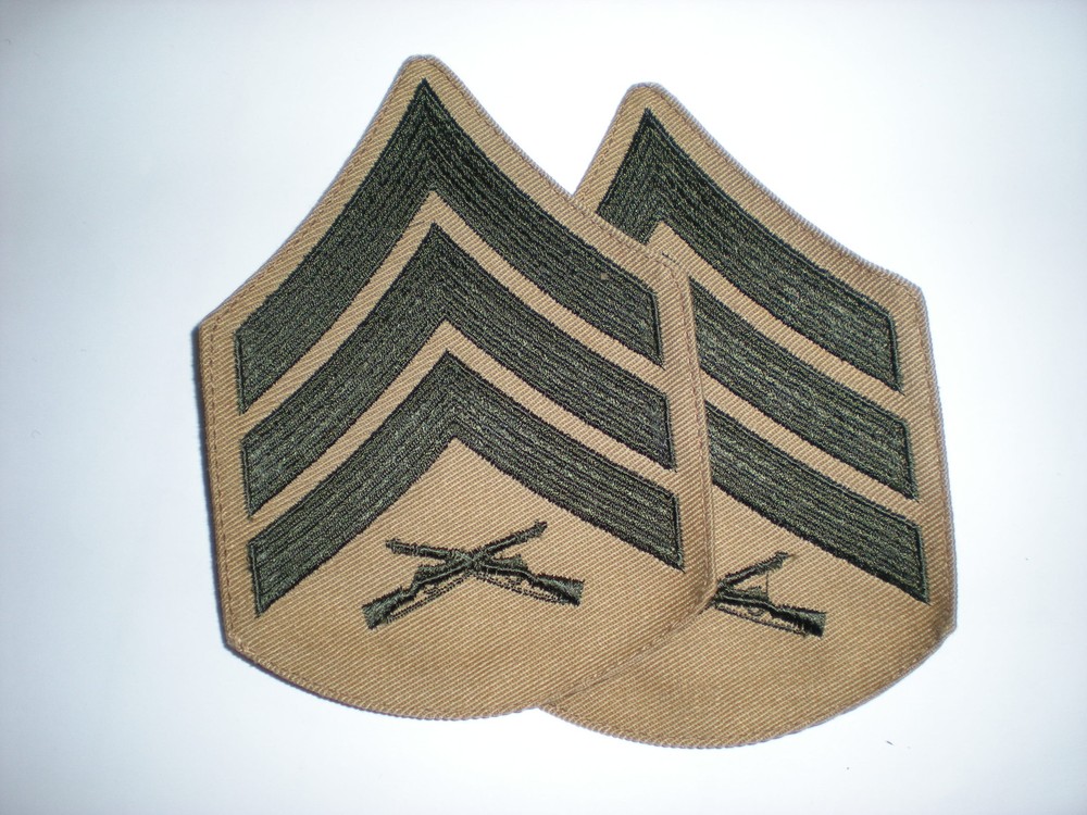 USMC SERGEANT RANK GREEN/KHAKI -1 PAIR