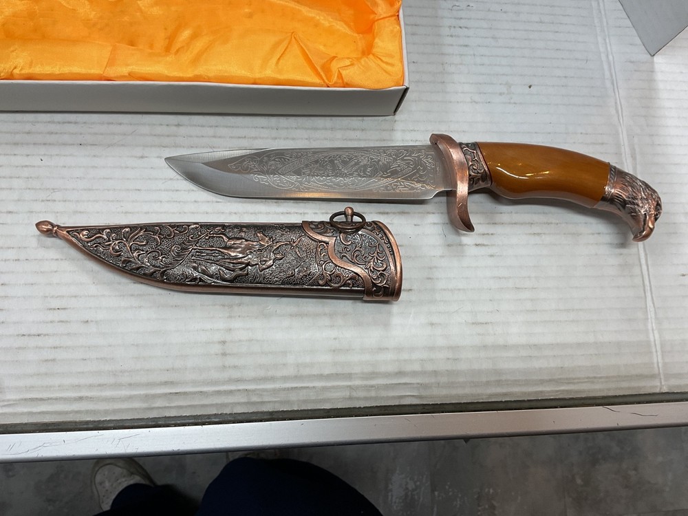 dagger with sheath gold color and eagle design