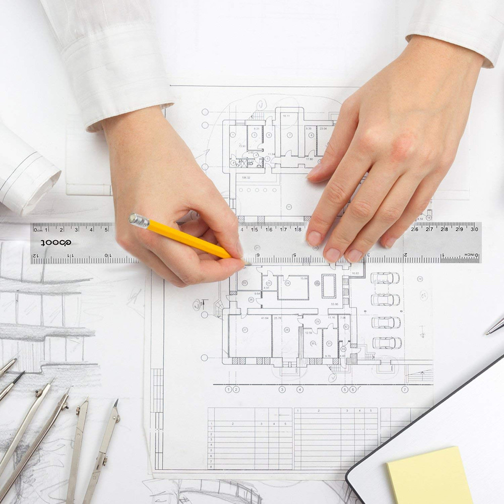 2 Pack Plastic Ruler Straight Ruler Plastic Measuring Tool for Student School Of