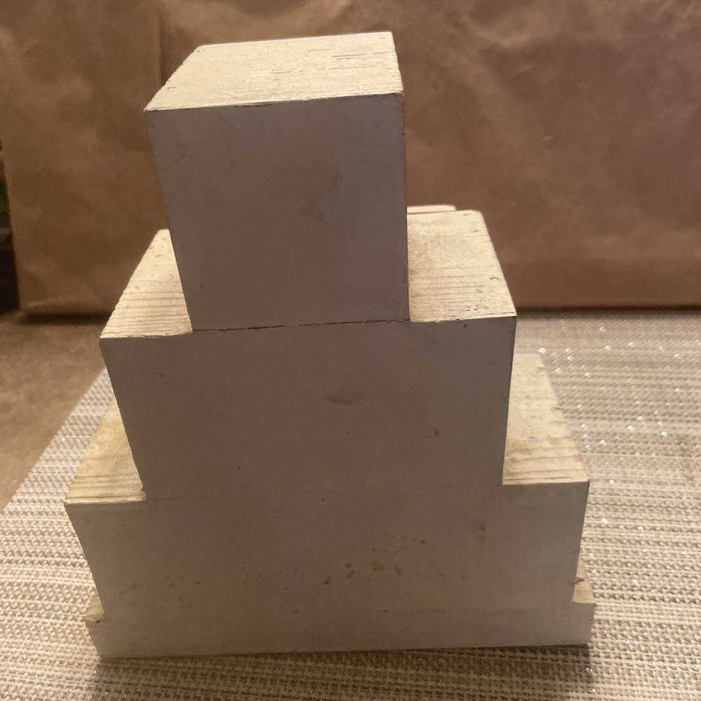 Distressed Wood Storage Stacked Cube Box