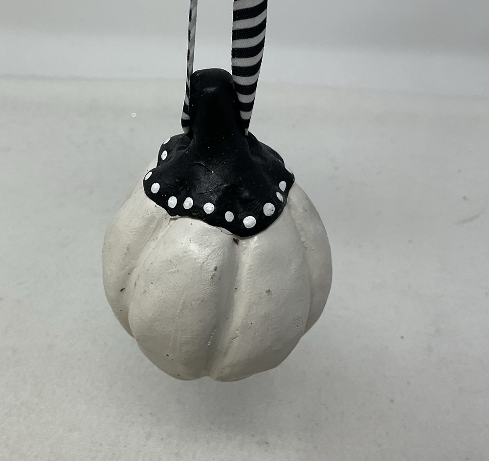 Moon Forest Studio White & Black 3" Pumpkin Ornament
